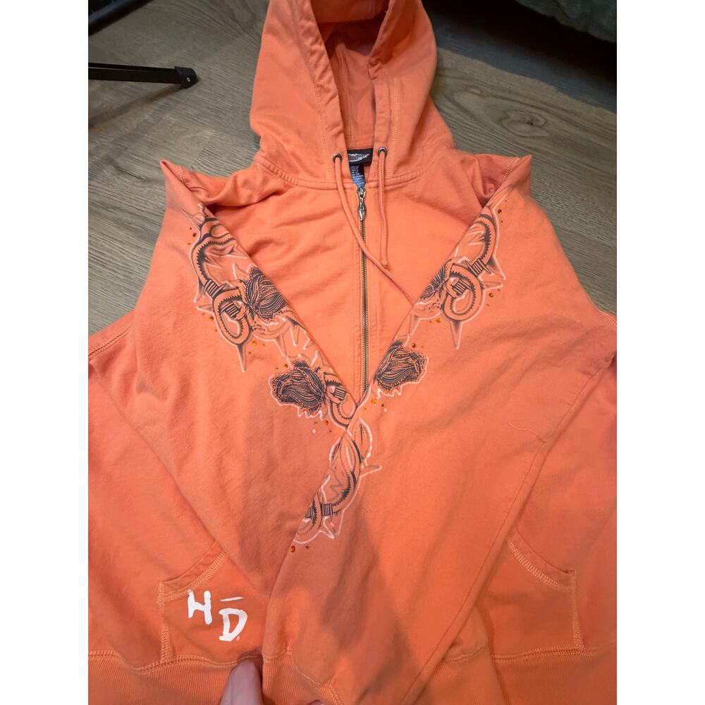 Harley Davidson Womens Sweatshirt Plus Size 2W Zip up Bling Rhinestones - Picture 2 of 5
